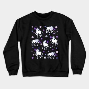 The Last Unicorn and the Butterfly Floral Pattern Crewneck Sweatshirt